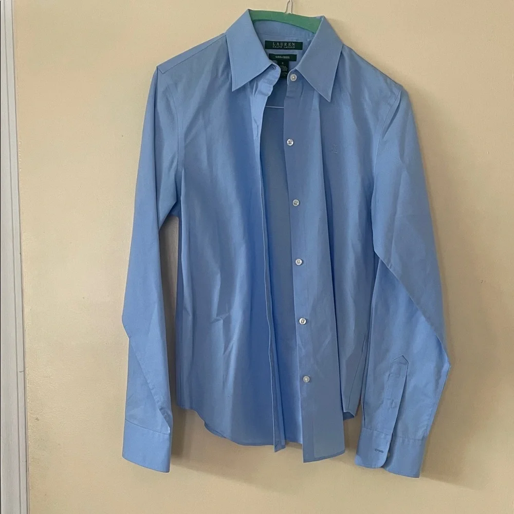 Lauren Ralph Lauren Women’s Blue Button-Down Dress Shirt - Picture 1 of 3